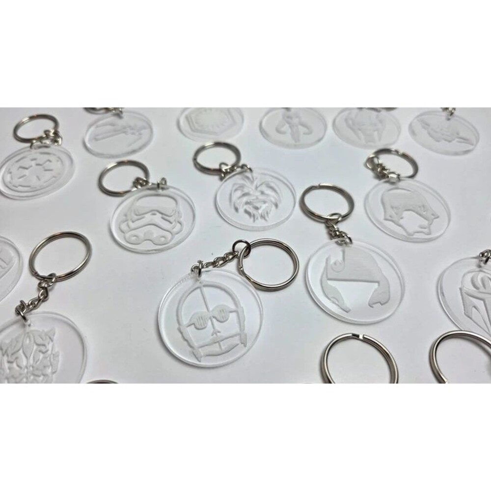 Wholesale Lot of 58 Custom Star Wars Laser-Engraved Acrylic Keychains
